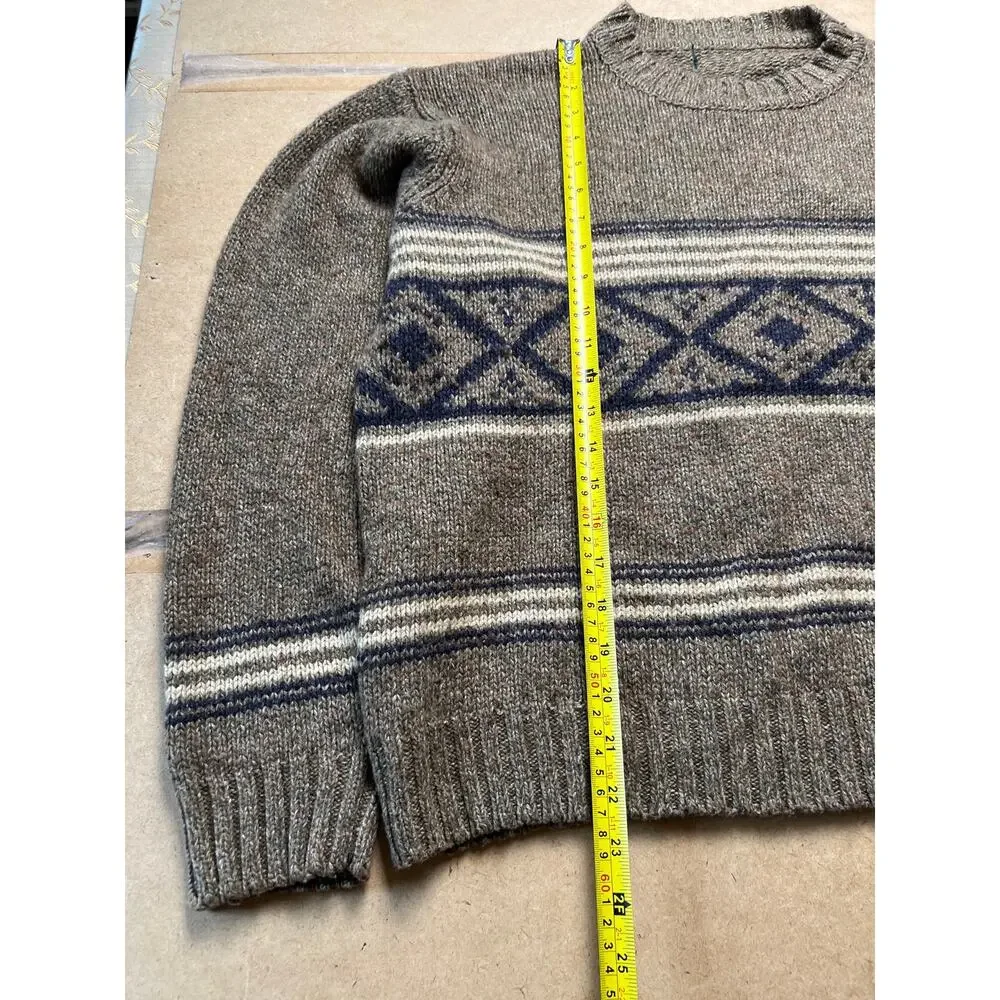 Eddie Bauer Snowflake Sweater Mens XL Grey Cotton Knit Striped Pullover